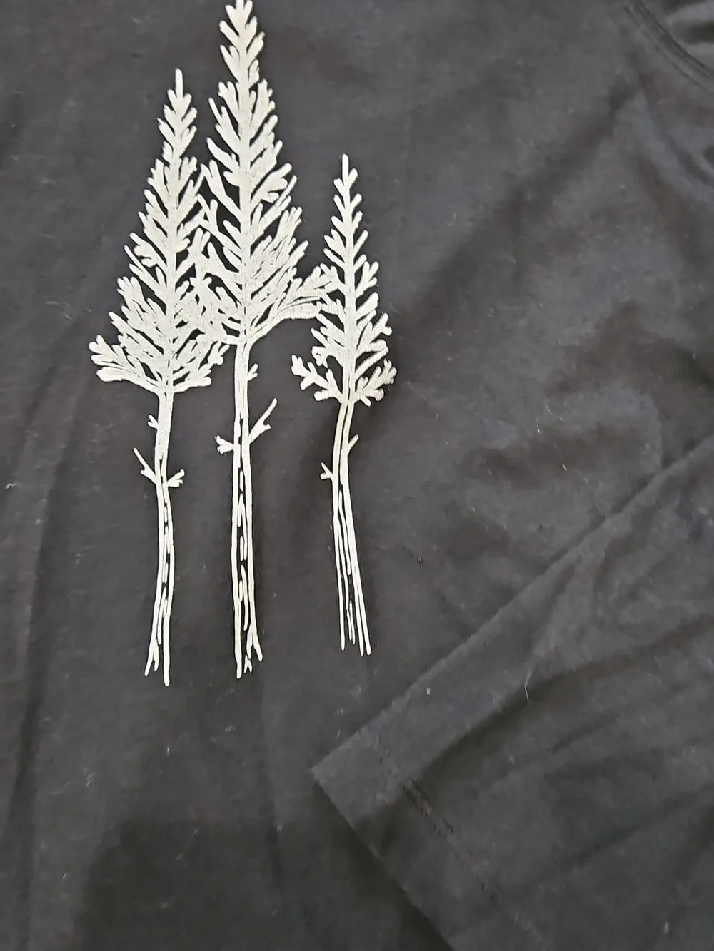 Black Hooded Long Sleeve Top with White Tree Graphic Womens - Picture 2 of 3